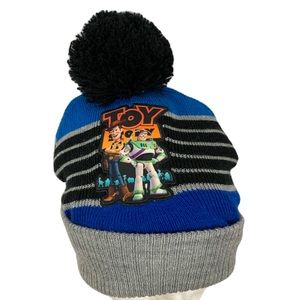 Toy Story 4 Disney Beanie Winter Hat Blue Gray Black Youth One Size Woody Buzz